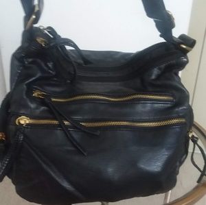 Black soft leather  shoulder bag